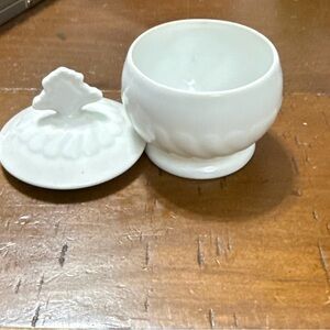 Trinket Box White Ceramic Made in Japan 3.5” tall